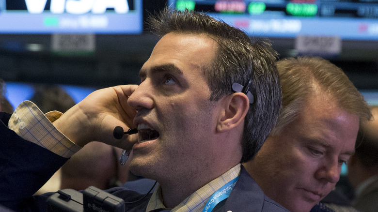 Traders on Wall Street floor 