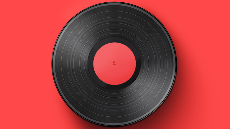 vinyl on red background