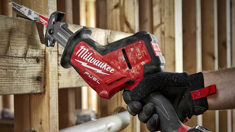 Milwaukee M18 Fuel Sawzall in use