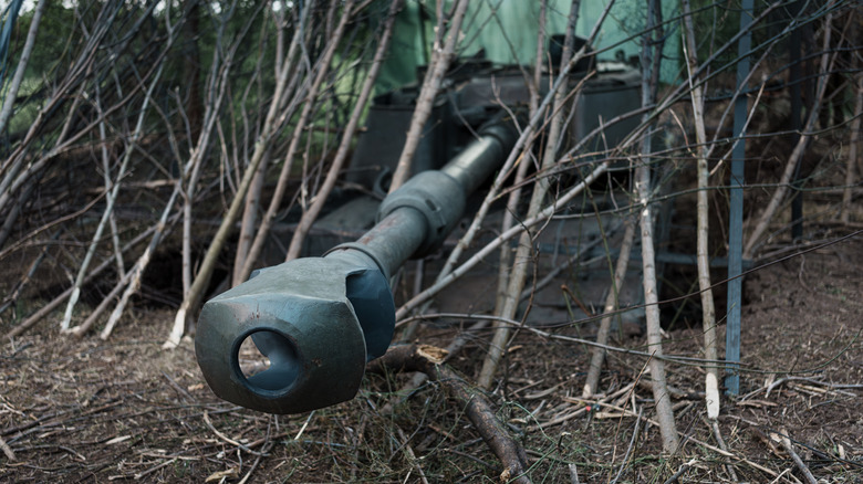 M109A6 Paladin among tree branches