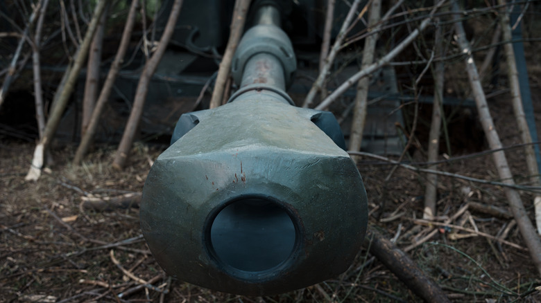M109A6 Paladin barrel pointing forward