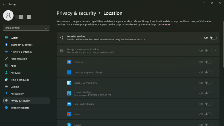 windows 11 location settings
