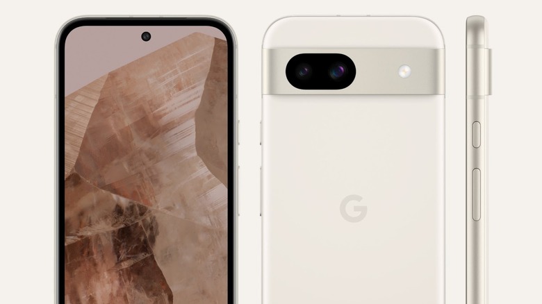 Google Pixel 8a front back and side view