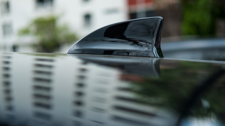 Shark fin antenna on black Honda City