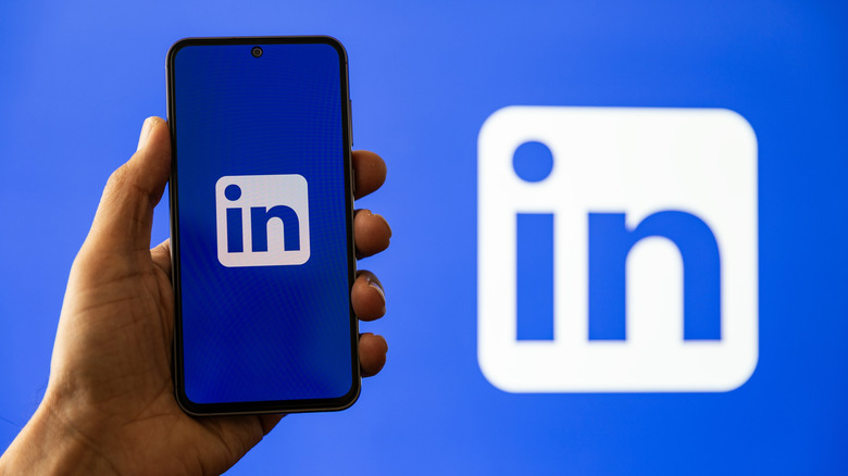 LinkedIn logo displayed on smartphone screen