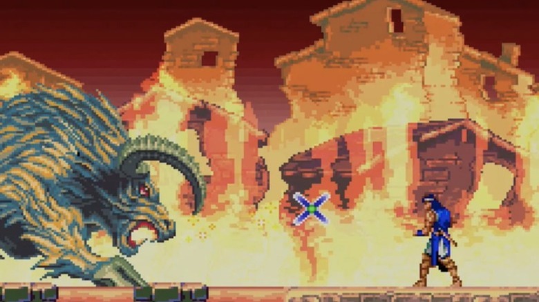 Fighting a boss in Castlevania: Dracula X
