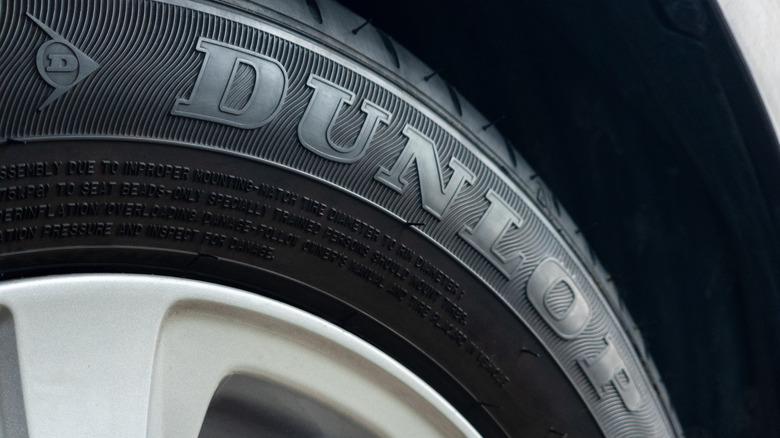Closeup of a Dunlop tire