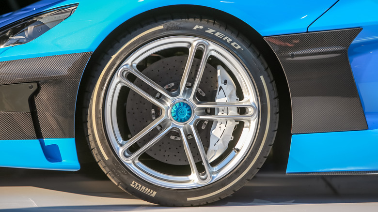 Pirelli P Zero tire on a Rimac hypercar