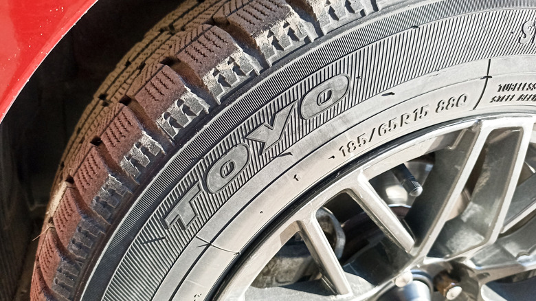 Closeup of a Toyo tire