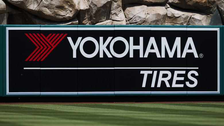 Advertisement for Yokohama Tires at a baseball game