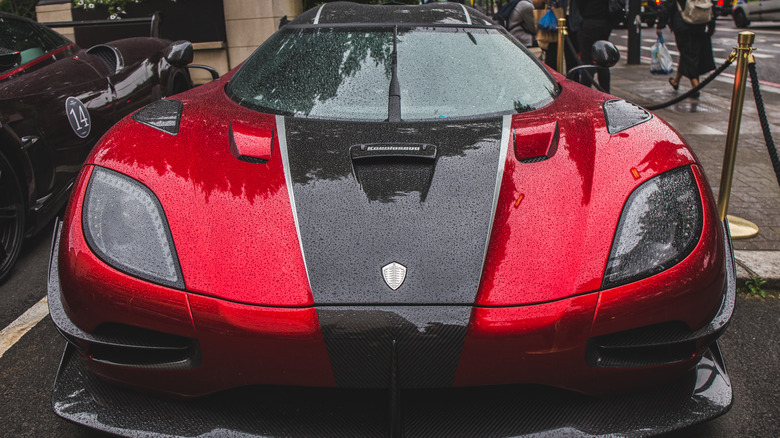 Red Koenigsegg Agera on display