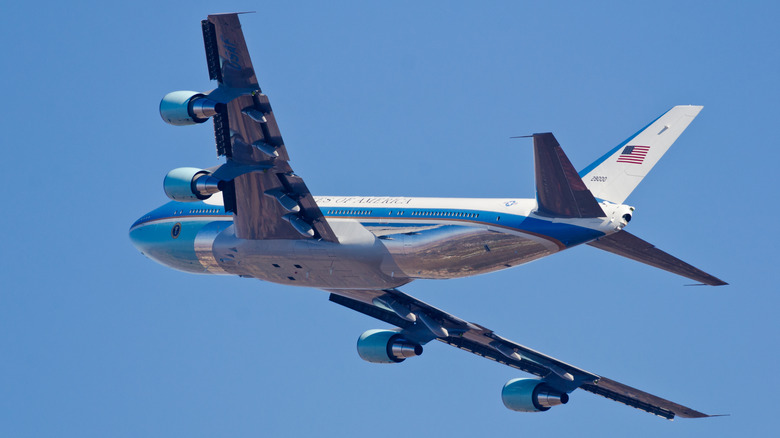 Air Force One leaving Waterkloof Air Force base in Pretoria, South Africa.