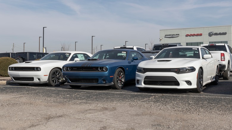 Dodge Challenger and Charger models at dealership