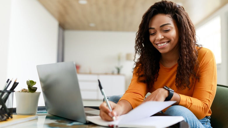 woman writing a letter