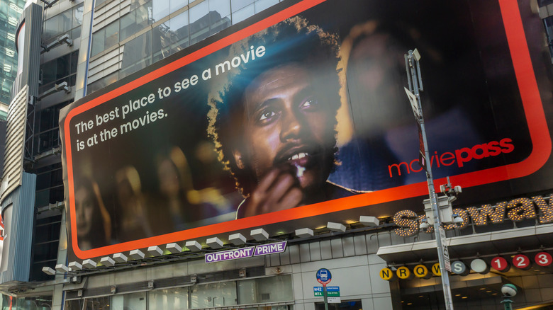 times square billboard advertises moviepass
