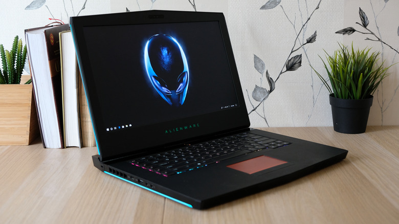 laptop with alienware logo