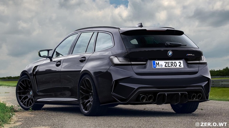 Rear view of black BMW M3 Touring