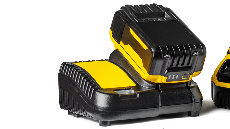 Tool battery on charger