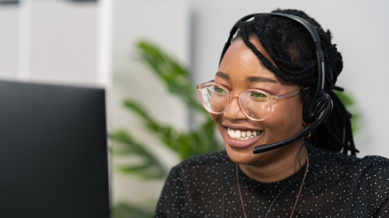 Customer service person smiling