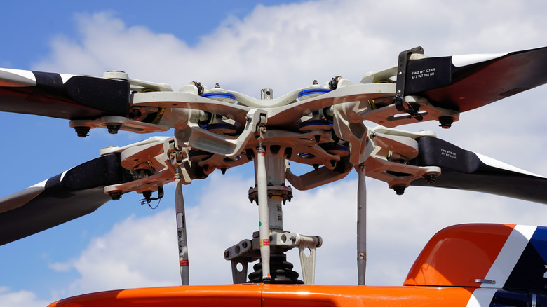 Close up view of a helicopter's blades