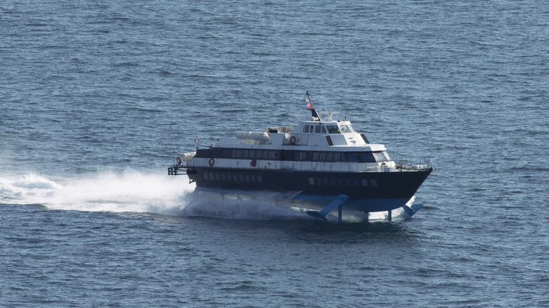 hydrofoil ship in ocean