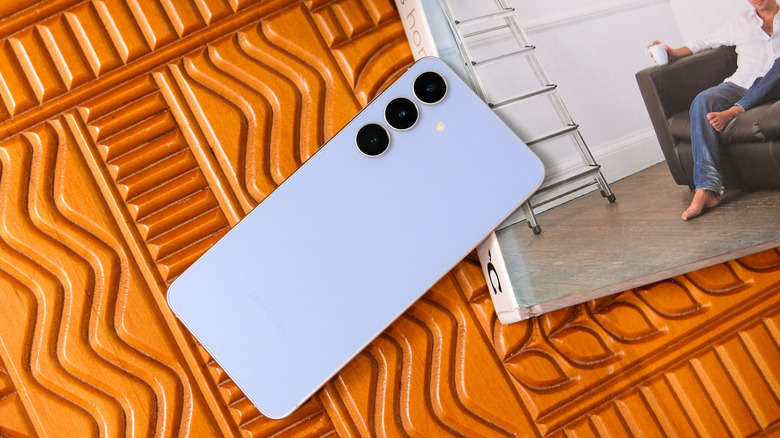 Galaxy S25 FE resting on a book