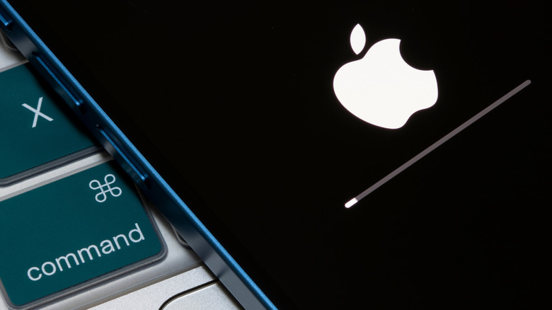 Close-up of iPhone restart screen