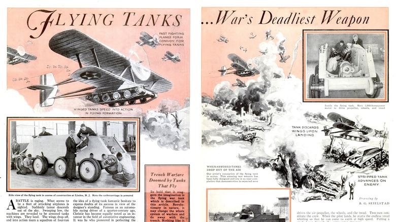 July 1932 article about John Walter Christie's flying tank
