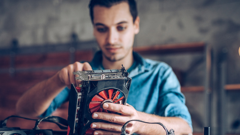 Man working on GPU