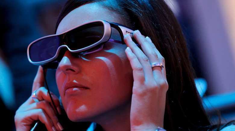Woman watches a Panasonic 3D TV