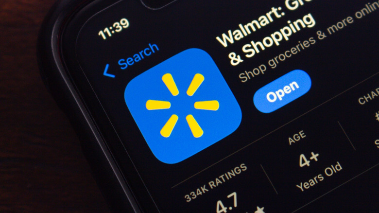 The Walmart app on a smart phone.