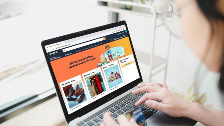 A person shopping on Amazon on their laptop