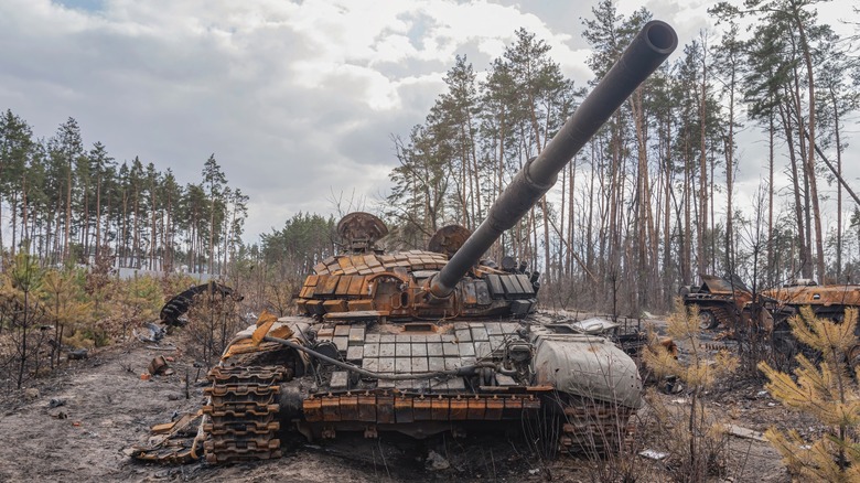 a destroyed tank