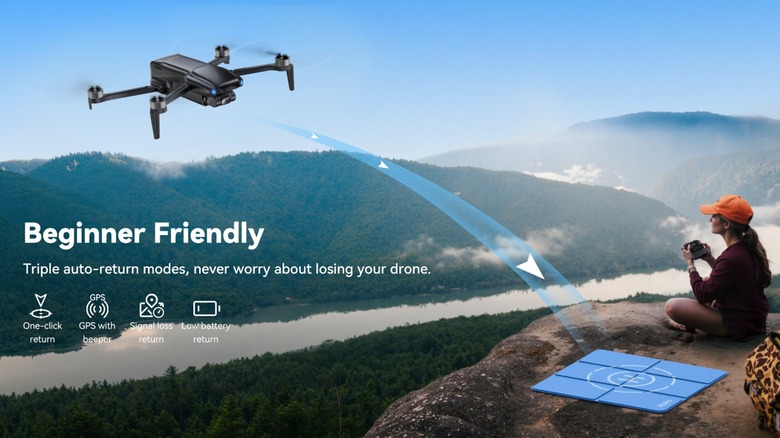 Person using AI-assisted landing feature with Ruko U11MINI 4K Drone