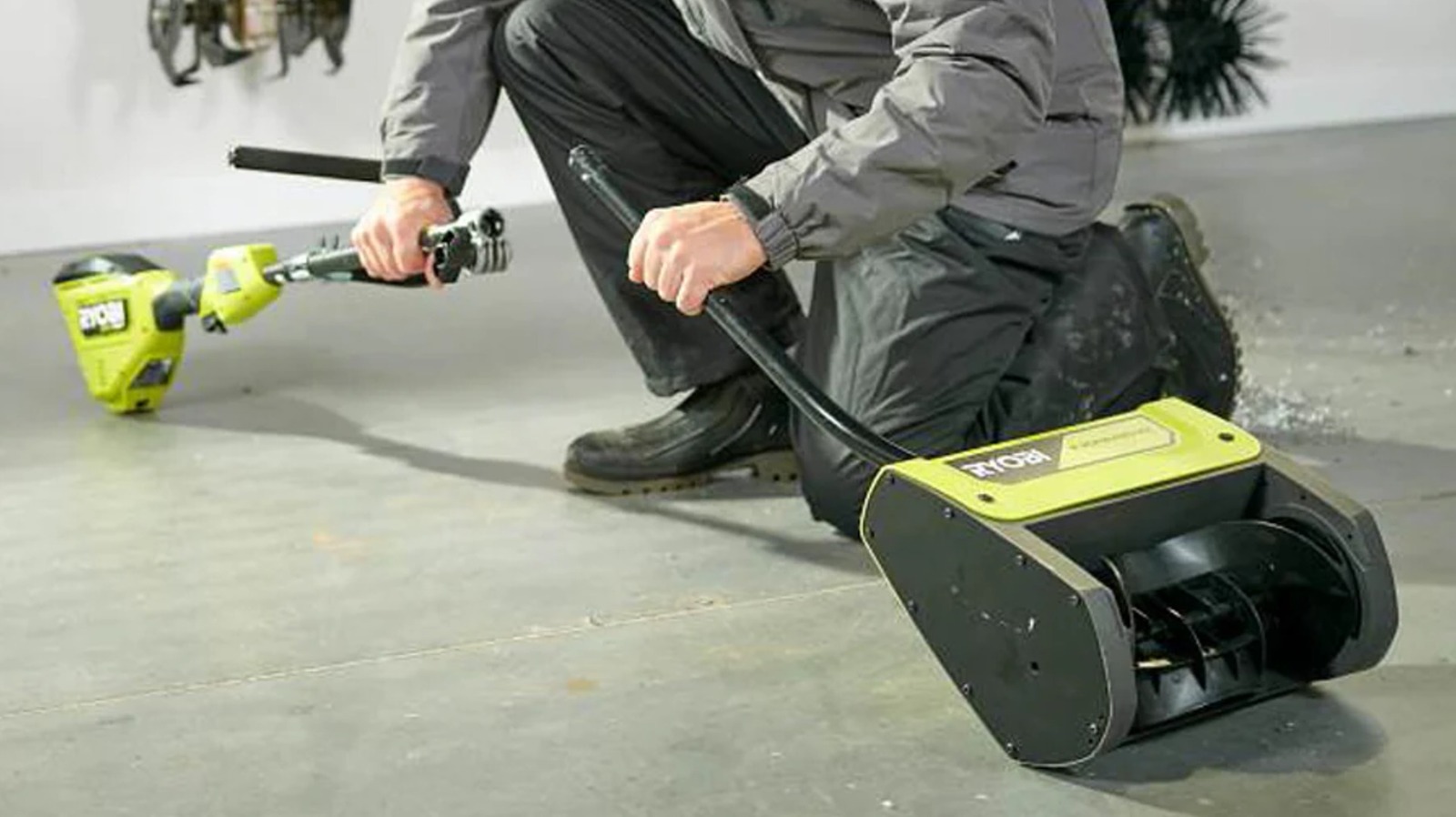 The Ryobi Expand-It Attachment That Turns Your String Trimmer Into A Snow Blower