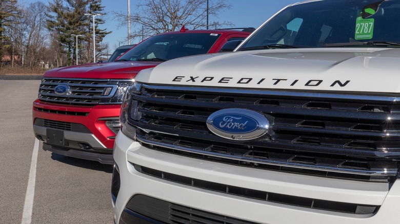 Ford Expedition SUV in white.