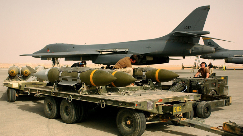 bunker buster munitions on tarmac
