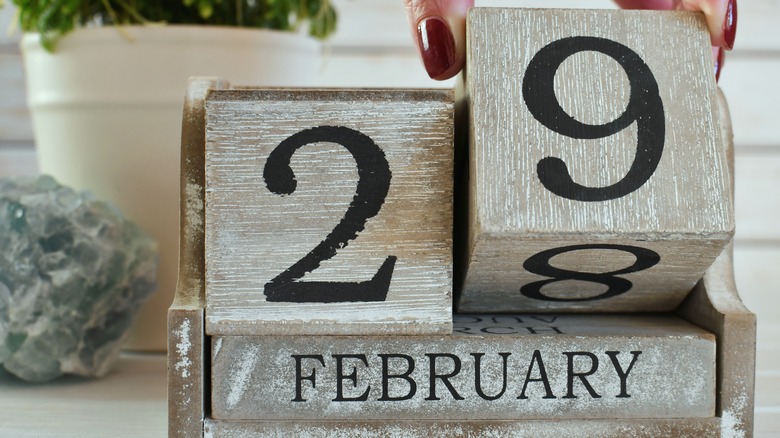 February 29 block calendar