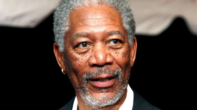 Morgan Freeman looks away from camera