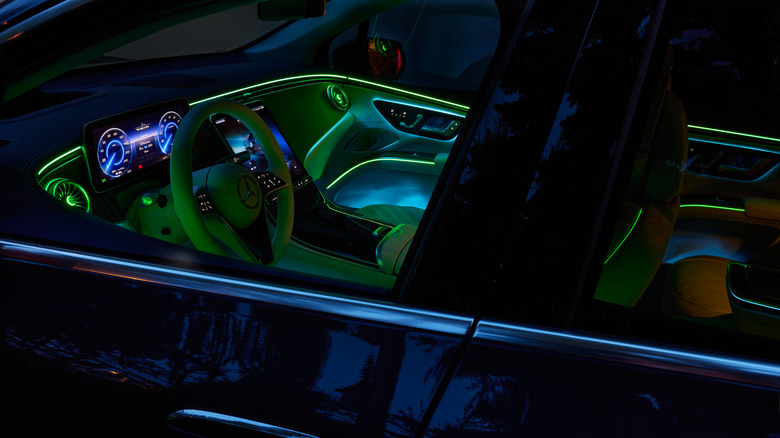 Night lighting cabin of a luxurious Mercedes-Benz
