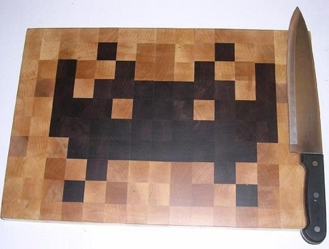 space invaders cutting board