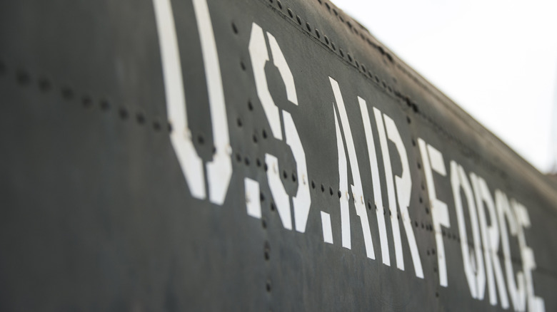 US Air Force logo painted on metal