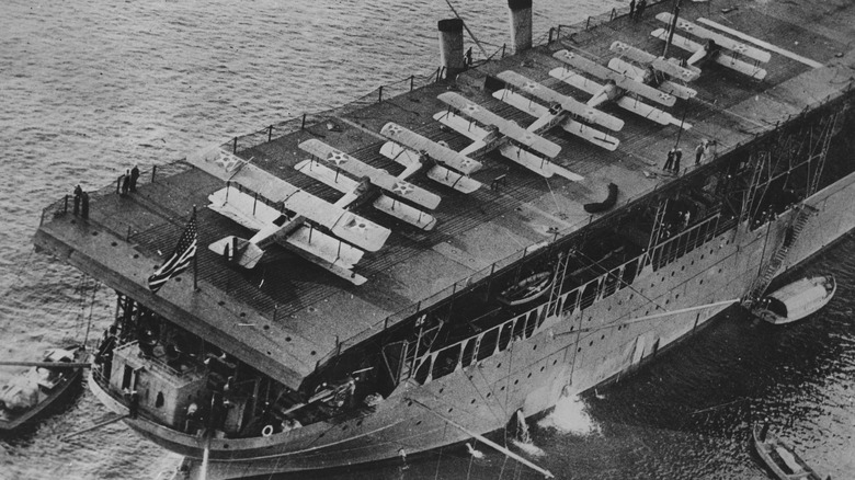USS Langley's flight deck aircraft