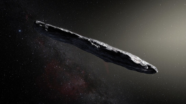 Artist's impression of interstellar asteroid ′Oumuamua