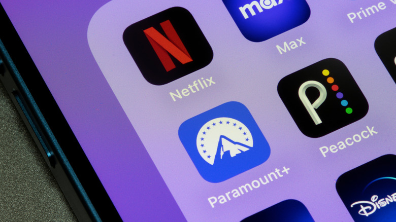 Streaming service app icons on an iPhone home screen