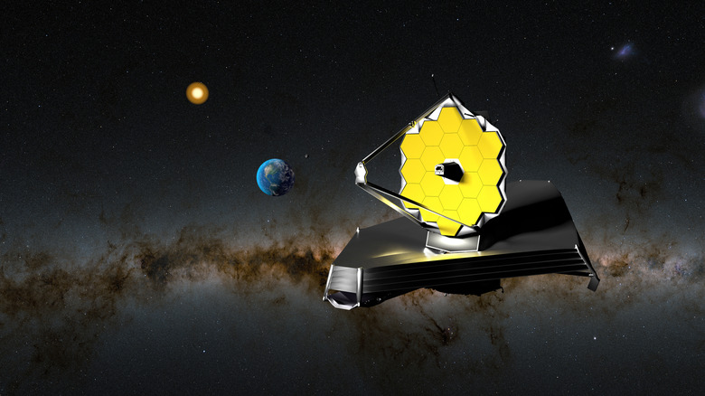 Illustration of the James Webb Space Telescope in action