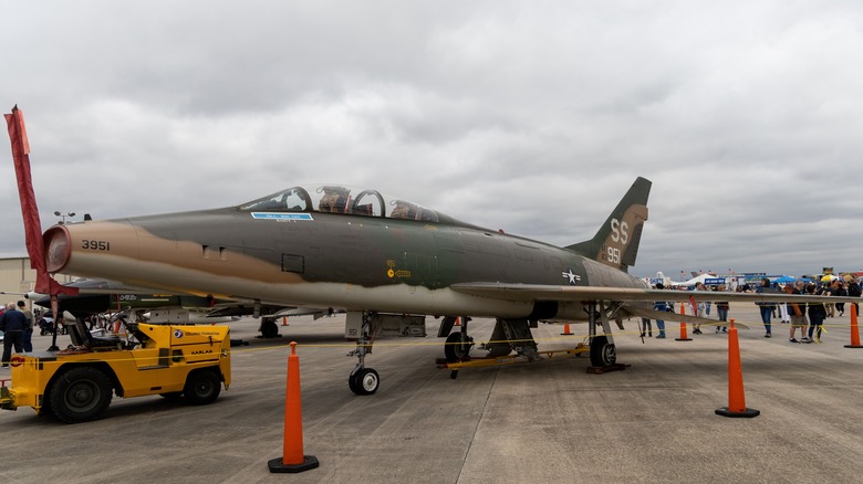 An F-100 Super Sabre on runway