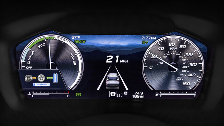 Instrument display on Subaru Forester Hybrid.