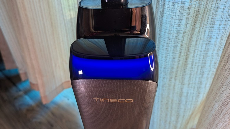 Tineco S9 Artist Steam in home displaying blue light