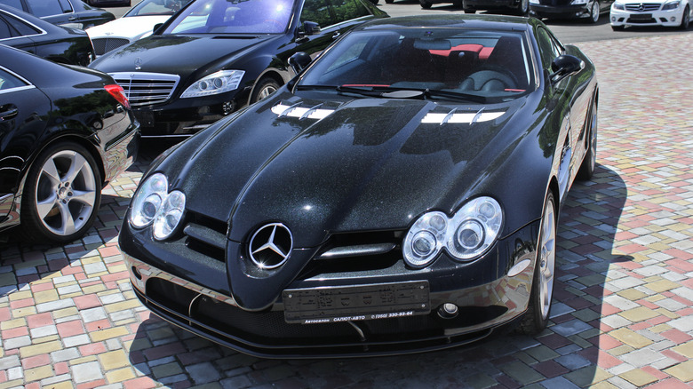 Black Mercedes-Benz SLR McLaren parked in Ukraine